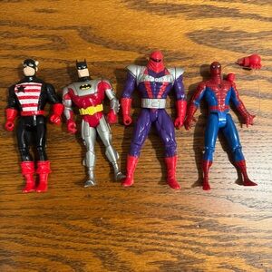 Lot of 4 Vintage 90's Marvel X Men Senyaka TOY BIZ Spiderman Batman Kenner